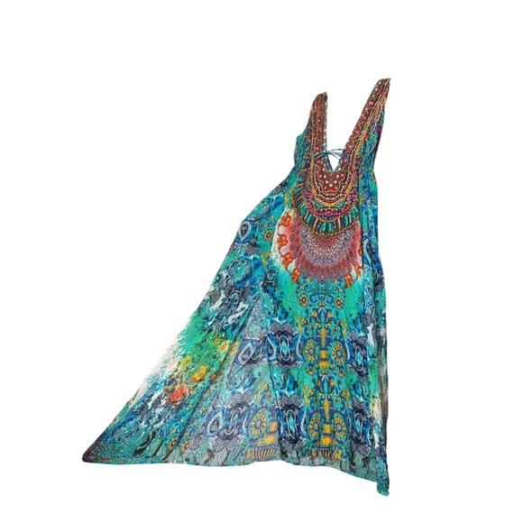 Narcisa Lang Silk Viscose Multicolor Maxi Dress One Size - Picture 2 of 15